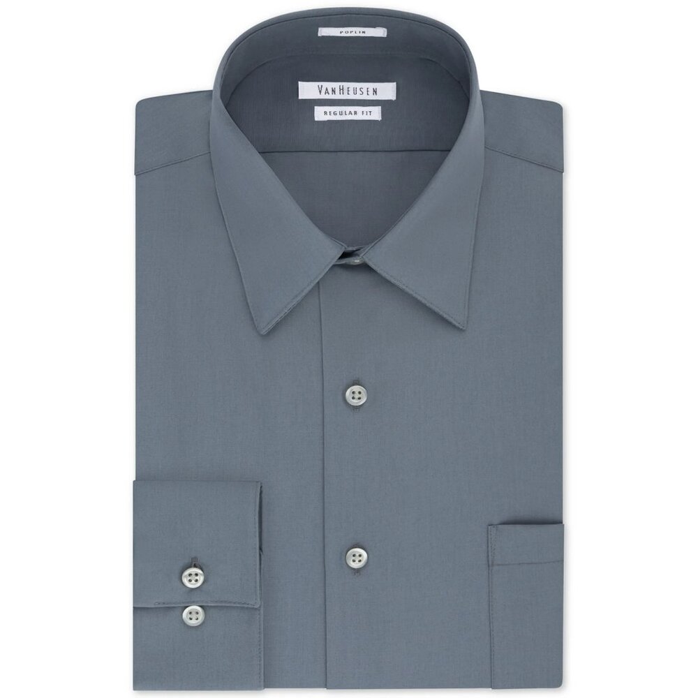 Van Heusen Gray Dress Shirt with Point Collar